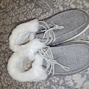 Hey Dude Gray Fur-Lined Shoes